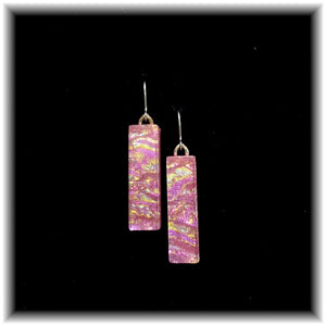 Dark Pink Long Rectangle Dangle Earrings