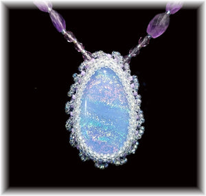 Peripurple Bead Embroidered Necklace