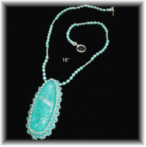 Turquoise Bead Embroidered Necklace